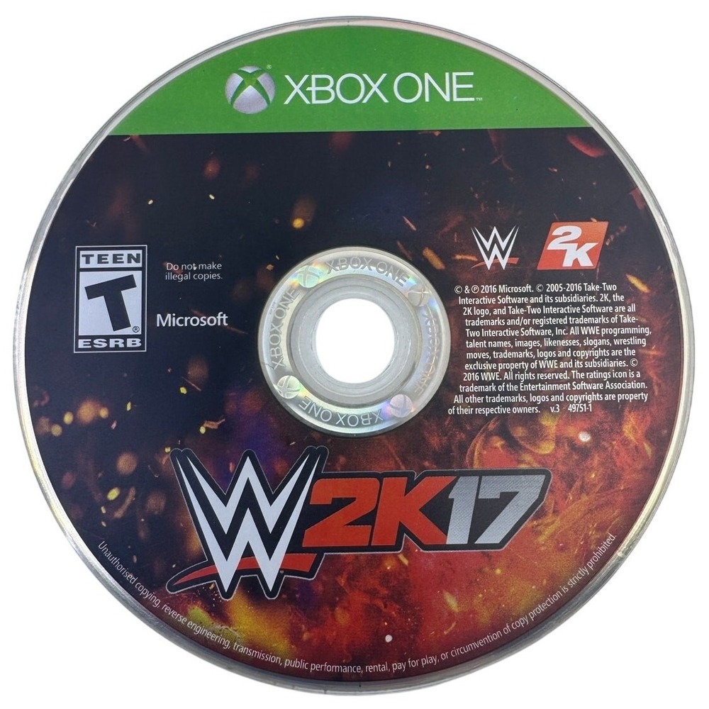 WWE 2K17 Microsoft Xbox One 2016 Video Game Disc Only 49751-1 ESRB Teen